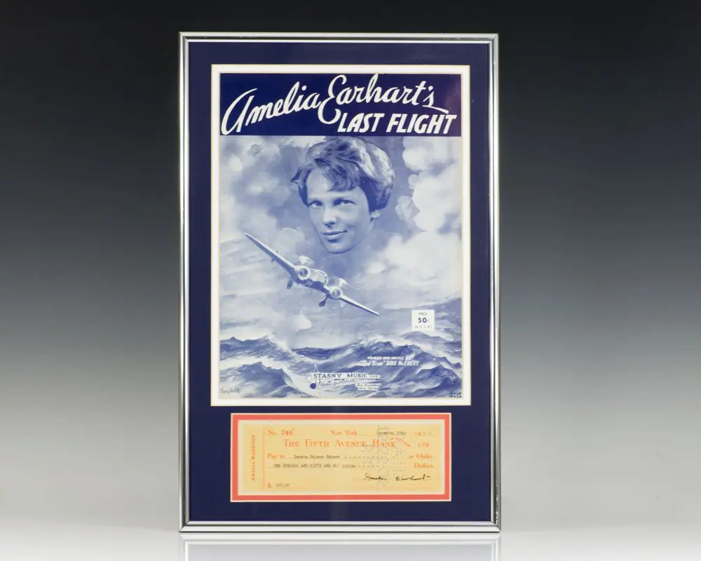 Amelia Earhart Signed Check.