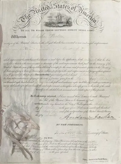 Andrew Jackson Autograph Executive Patent Signed.