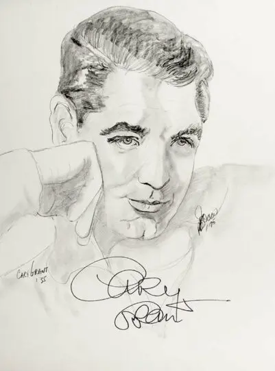 Cary Grant Signed Sketch.