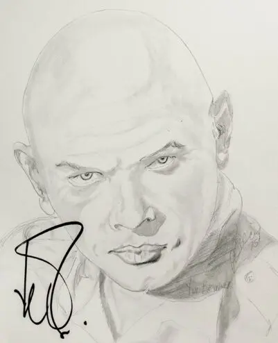 Yul Brynner Signed P.B. Socci Sketch.