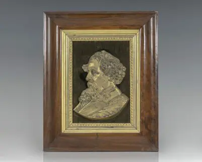 Charles Dickens Gilt Bronze Relief Portrait.