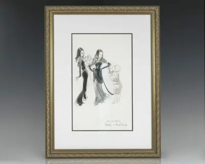 Hilary Knight Original Vanity Fair Watercolor Illustration.
