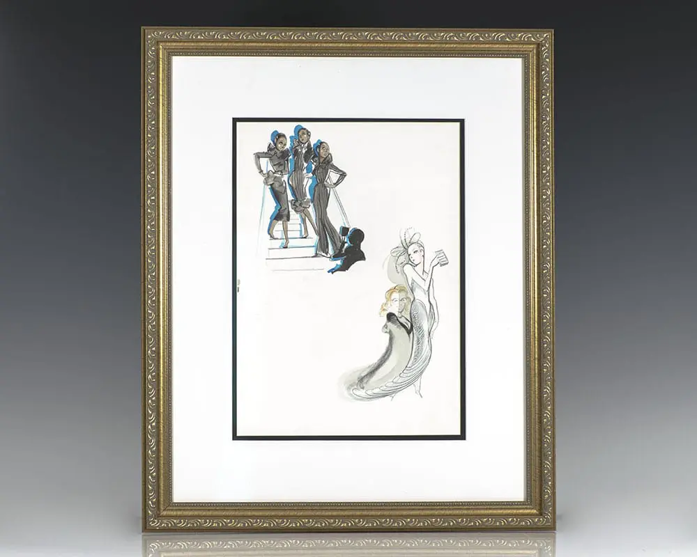 Hilary Knight Original Vanity Fair Watercolor Illustration.