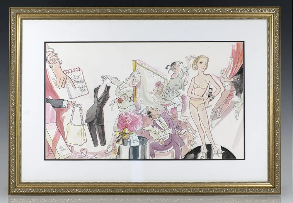 Original Hilary Knight Lisa Kirk Watercolor Portrait.