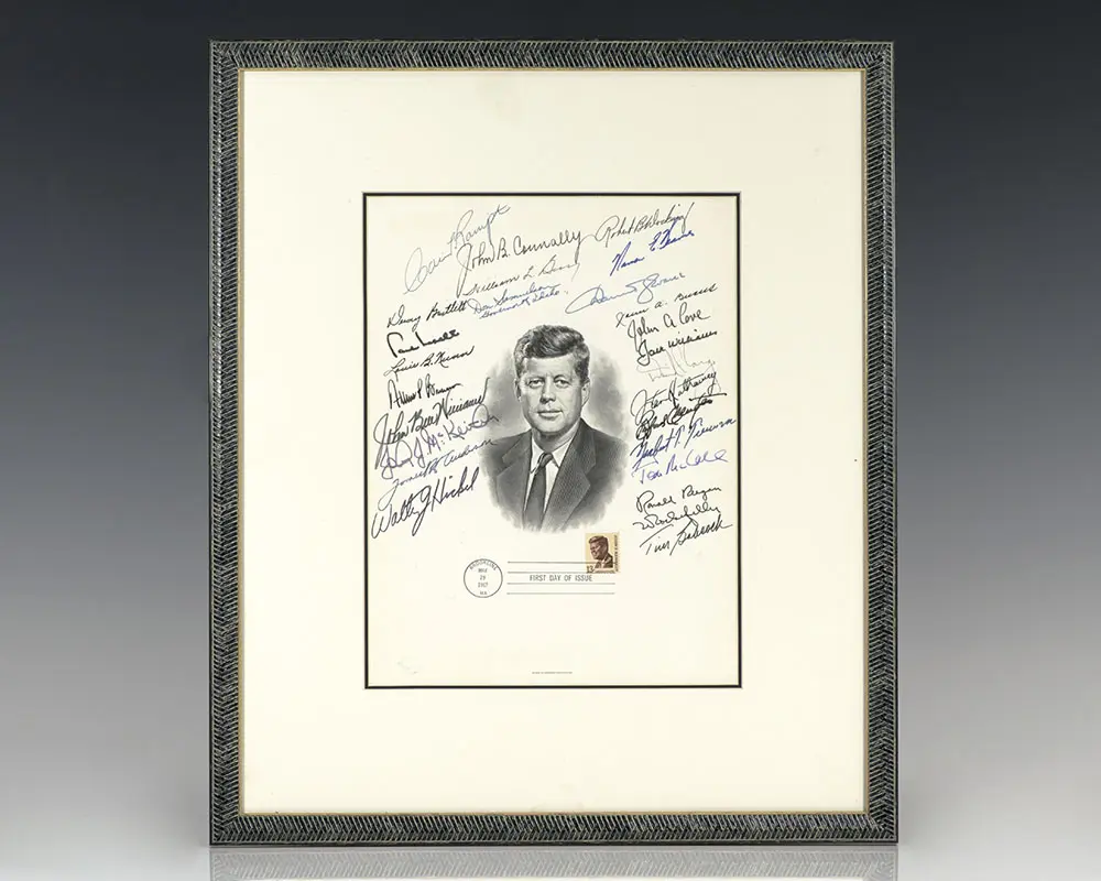 Ronald Reagan Signed John F. Kennedy Engraved Portrait.