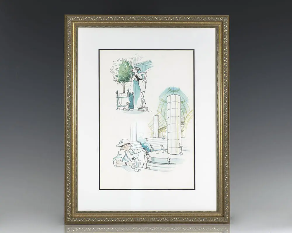 Hilary Knight Original Chanel Watercolor Illustration.