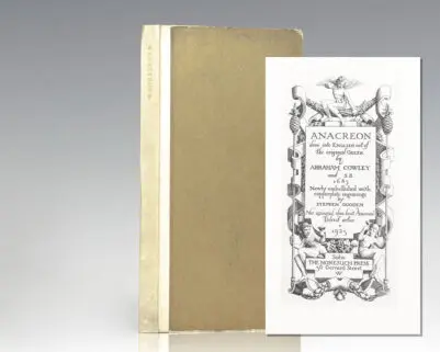 Anacreon, done into English out of the original Greek by Abraham Cowley and S.B. 1683.