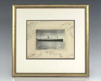 Ernest Rutherford Signed SS Euripides Photograph.