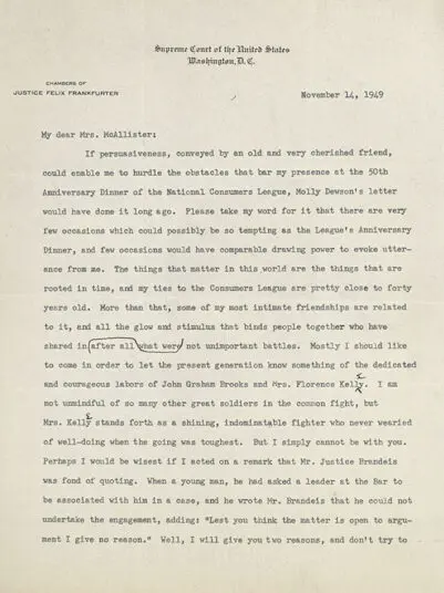 Felix Frankfurter Typed Letter Signed.