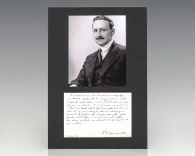 Friedrich August von Hayek Autograph Note Signed.