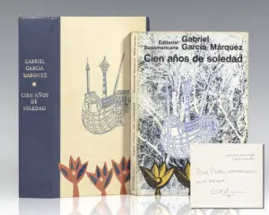 Rare first edition in Spanish of Cien Anos De Soledad; inscribed by Garbiel Garcia Marquez.
