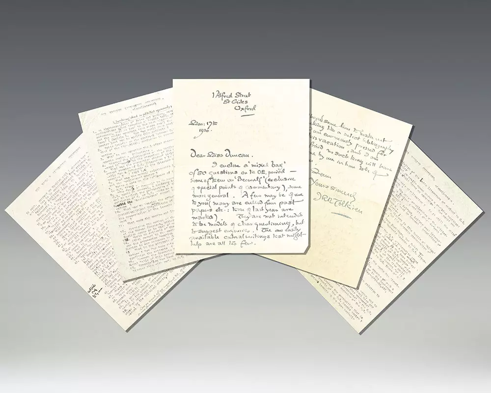 J.R.R. Tolkien Autograph Letter Signed and Annotated Old English Literature Questionnaire.