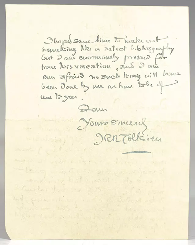 J.R.R. Tolkien Autograph Letter Signed and Annotated Old English Literature Questionnaire.