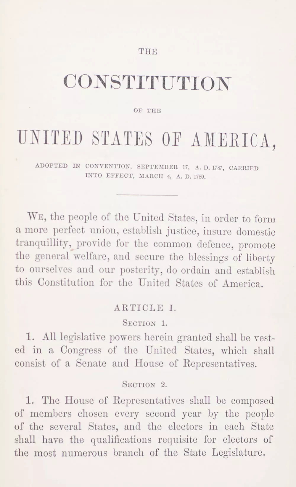 The Constitution of The United States. For the Use of Schools and Academies.