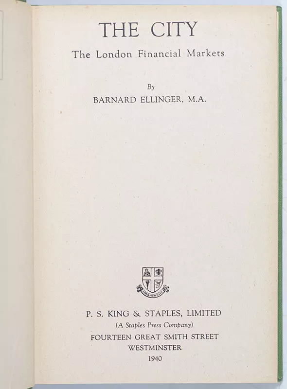 The City: The London Financial Markets.
