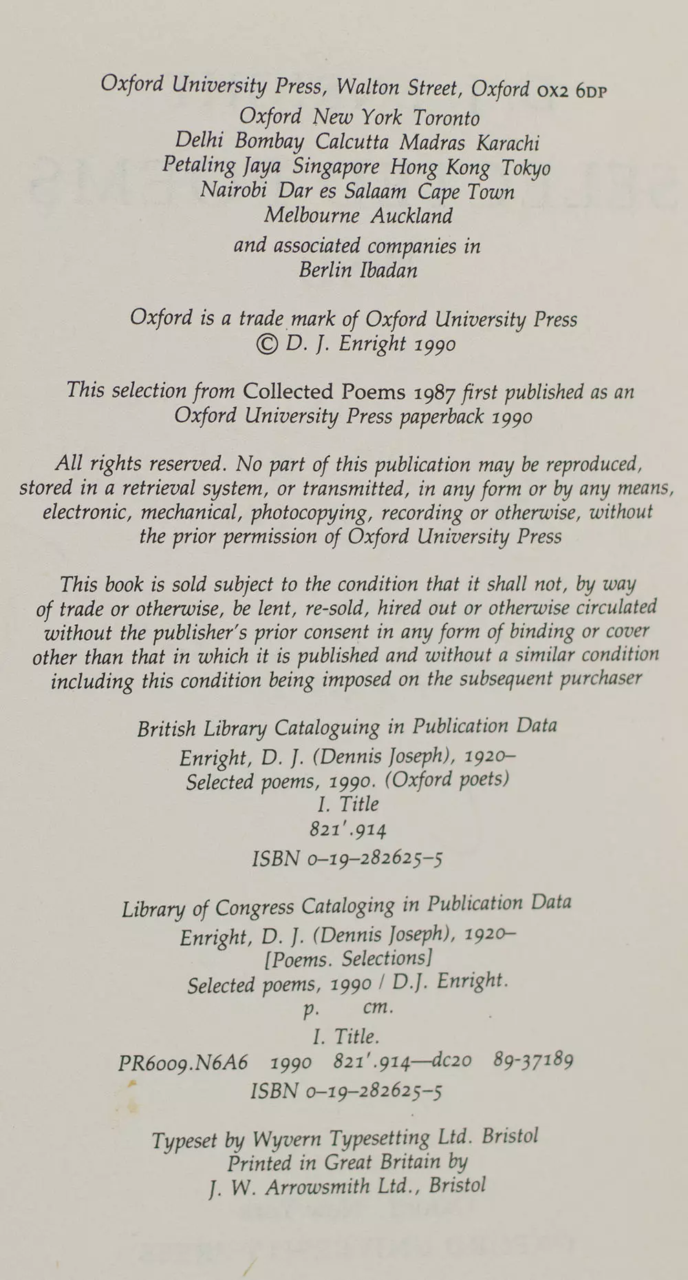 Selected Poems 1990.