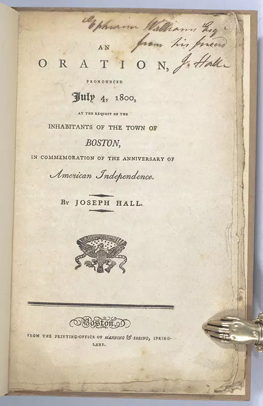 An Oration Pronounced July 4, 1800, at the Request of the Inhabitants of the Town of Boston, in Commemoration of the Anniversary of American Independence.