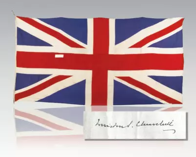 Winston S. Churchill Signed WWII British Army XXX Corps Headquarters Flag.