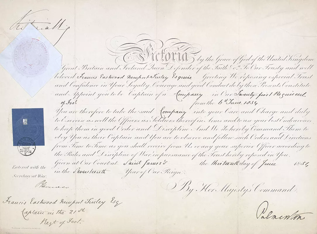Queen Victoria Royal Military Appointment Signed.