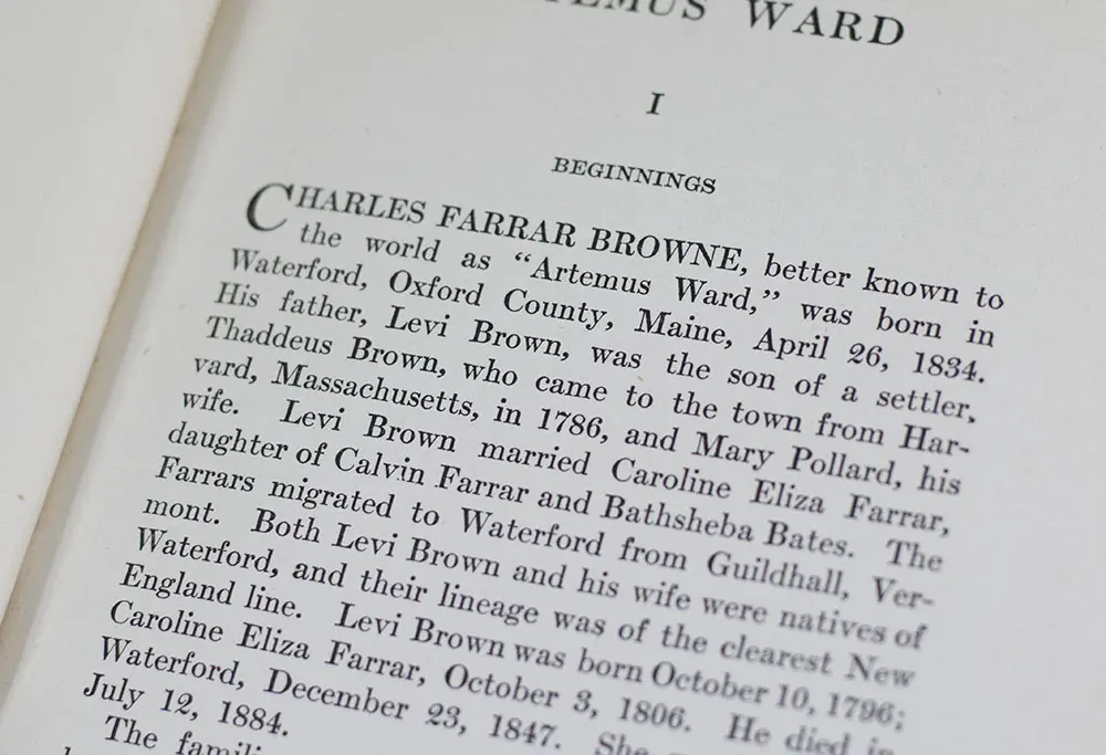 Artemus Ward (Charles Farrar Browne): A Biography and Bibliography.