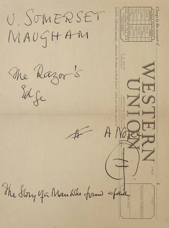 The Razor’s Edge Original Dust Jacket Design Signed.