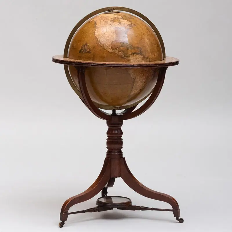 Two Large Regency Globes on Mahogany Stands, by William and Thomas M. Bardin.