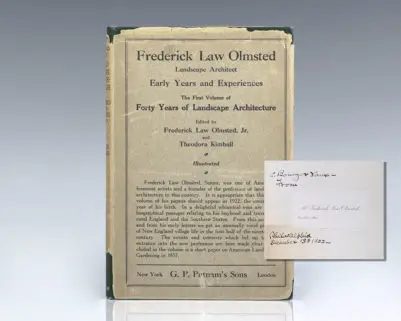 Frederick Law Olmsted: Landscape Architect 1822-1903: Early Years and Experiences Together with Biographical Notes.