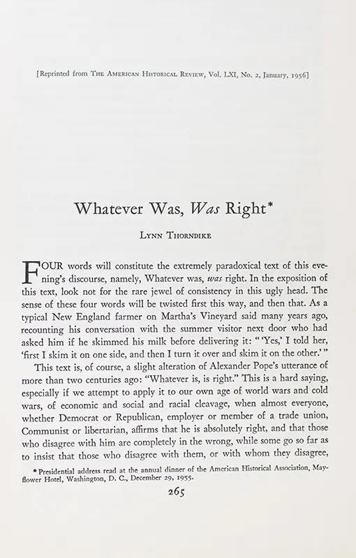 Whatever Was, Was Right.