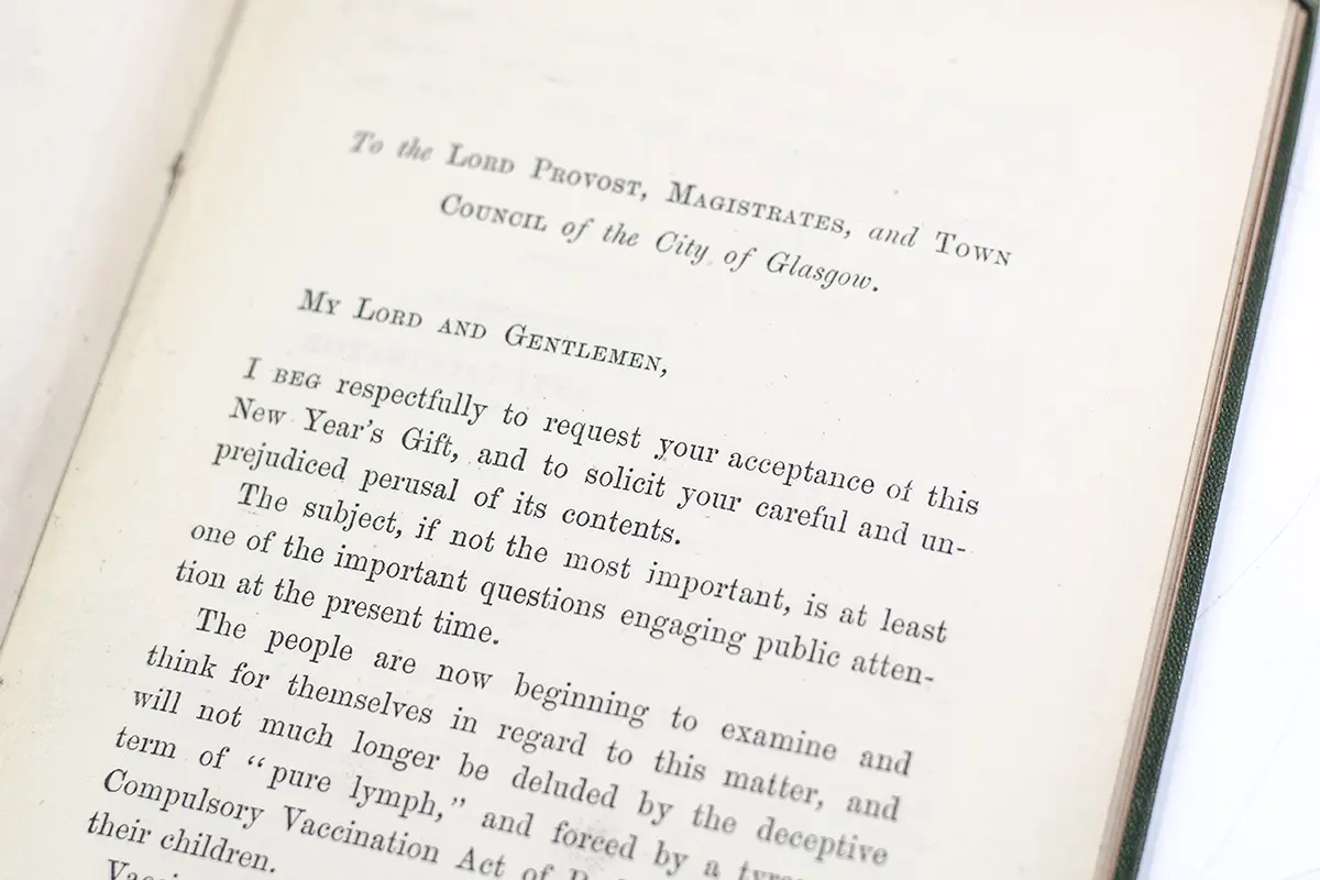 A New Year's Gift to the Lord Provost, Magistrates, and Town Council of Glasgow; 1st January, 1874: Being an Essay Shewing that the Delusive Practice of Vaccination is Ruinous to the National Health.