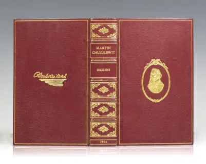 "Oh, Sairey, Sairey, little do we know what lays before us!": First Edition of Dickens' Martin Chuzzlewhit; elaborately bound in full crushed morocco by Bayntun-Riviere