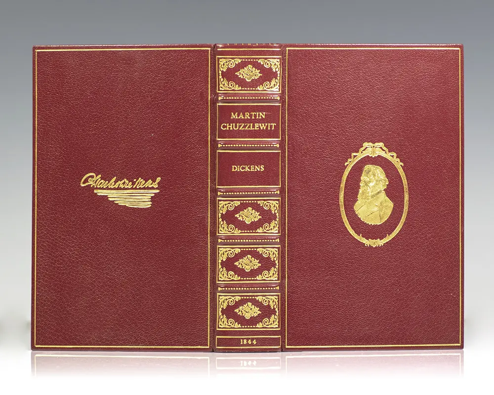 "Oh, Sairey, Sairey, little do we know what lays before us!": First Edition of Dickens' Martin Chuzzlewhit; elaborately bound in full crushed morocco by Bayntun-Riviere