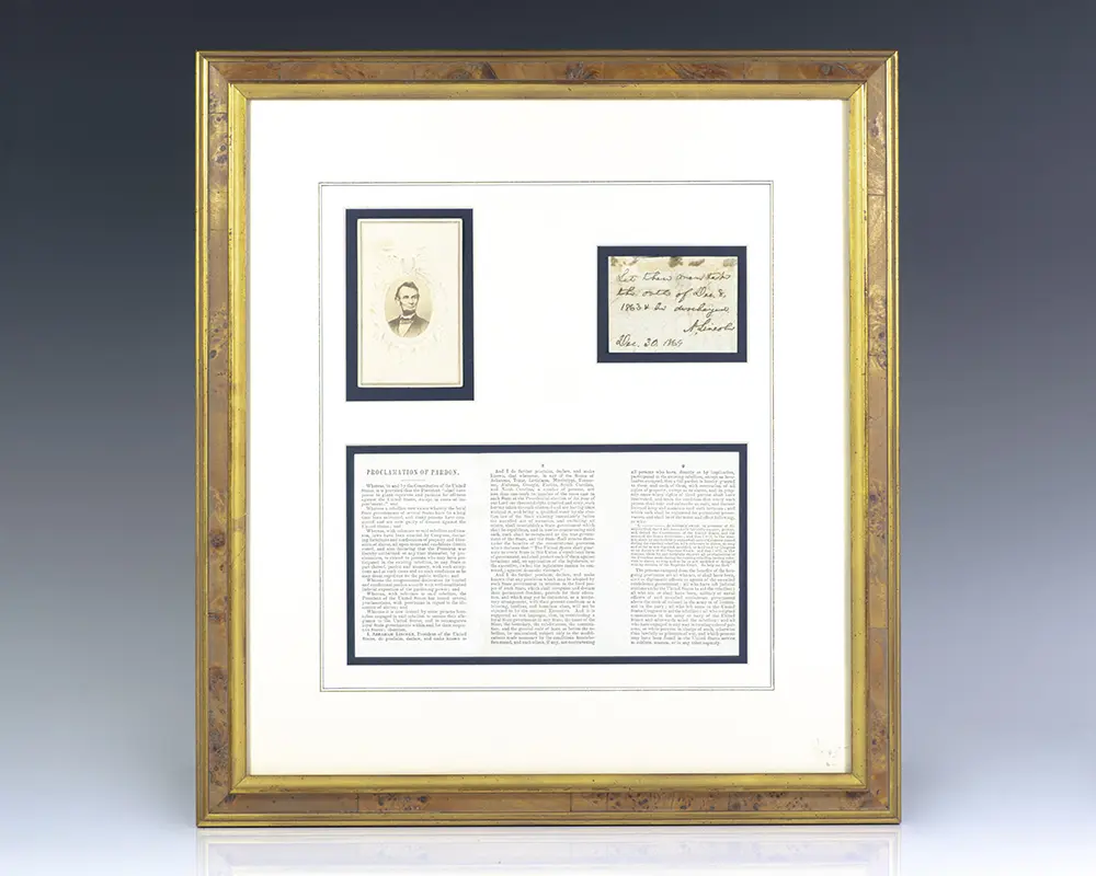Abraham Lincoln Amnesty Proclamation and Signed Pardon of December 8, 1863.