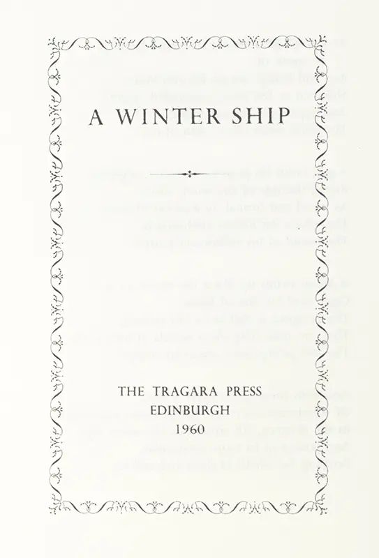 A Winter Ship.