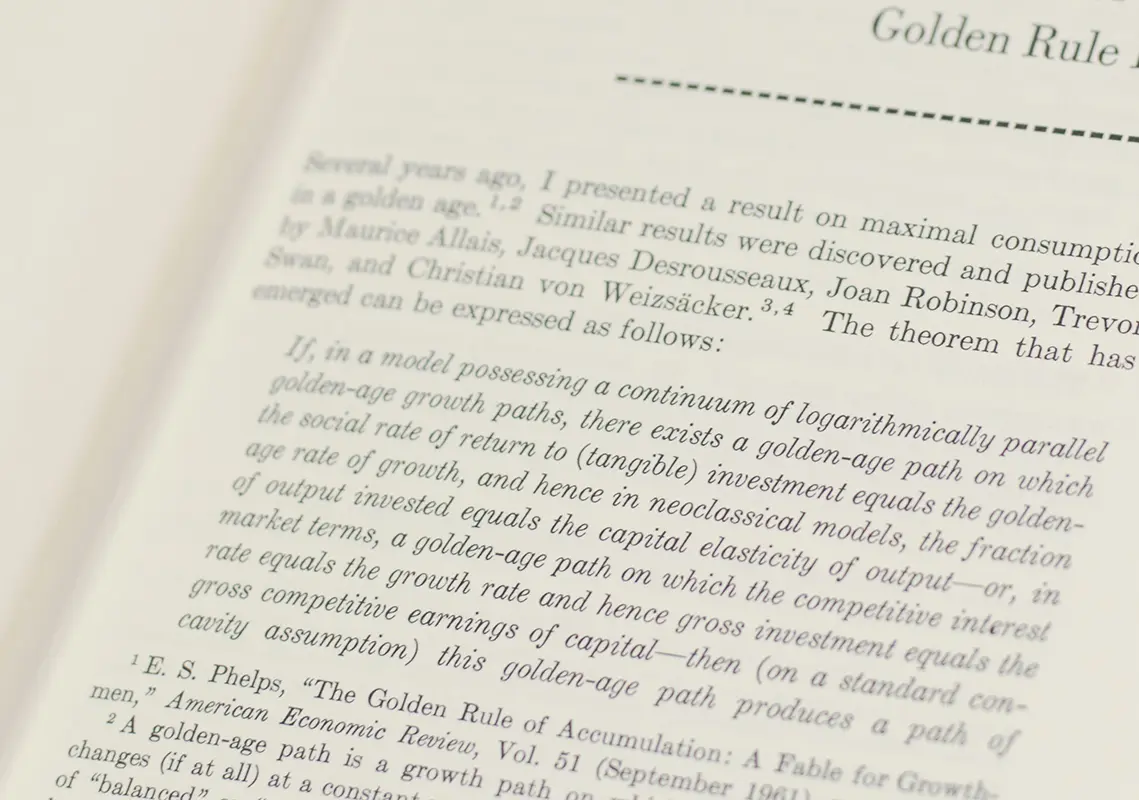 Golden Rules of Economic Growth: Studies of Efficient and Optimal Investment.