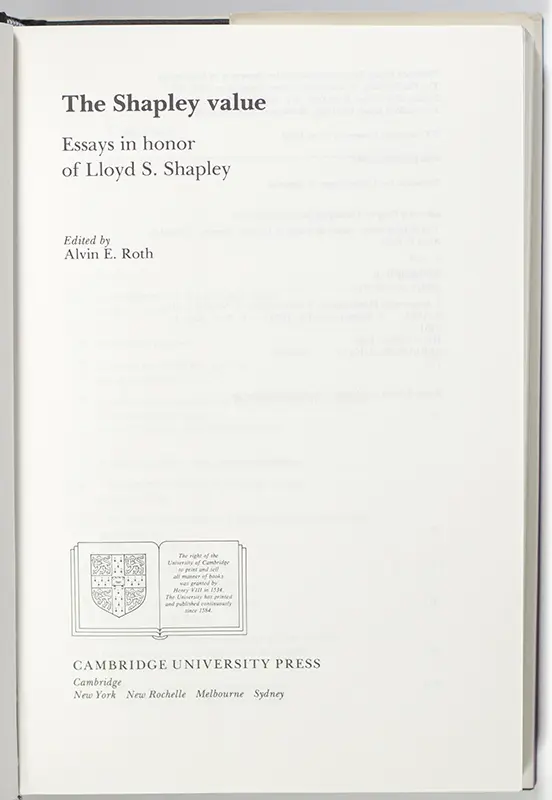 The Shapley Value: Essays in Honor of Lloyd S. Shapley.