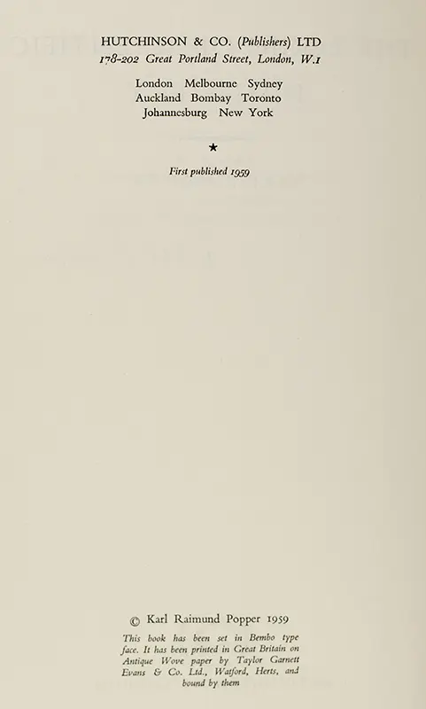 The Logic of Scientific Discovery.