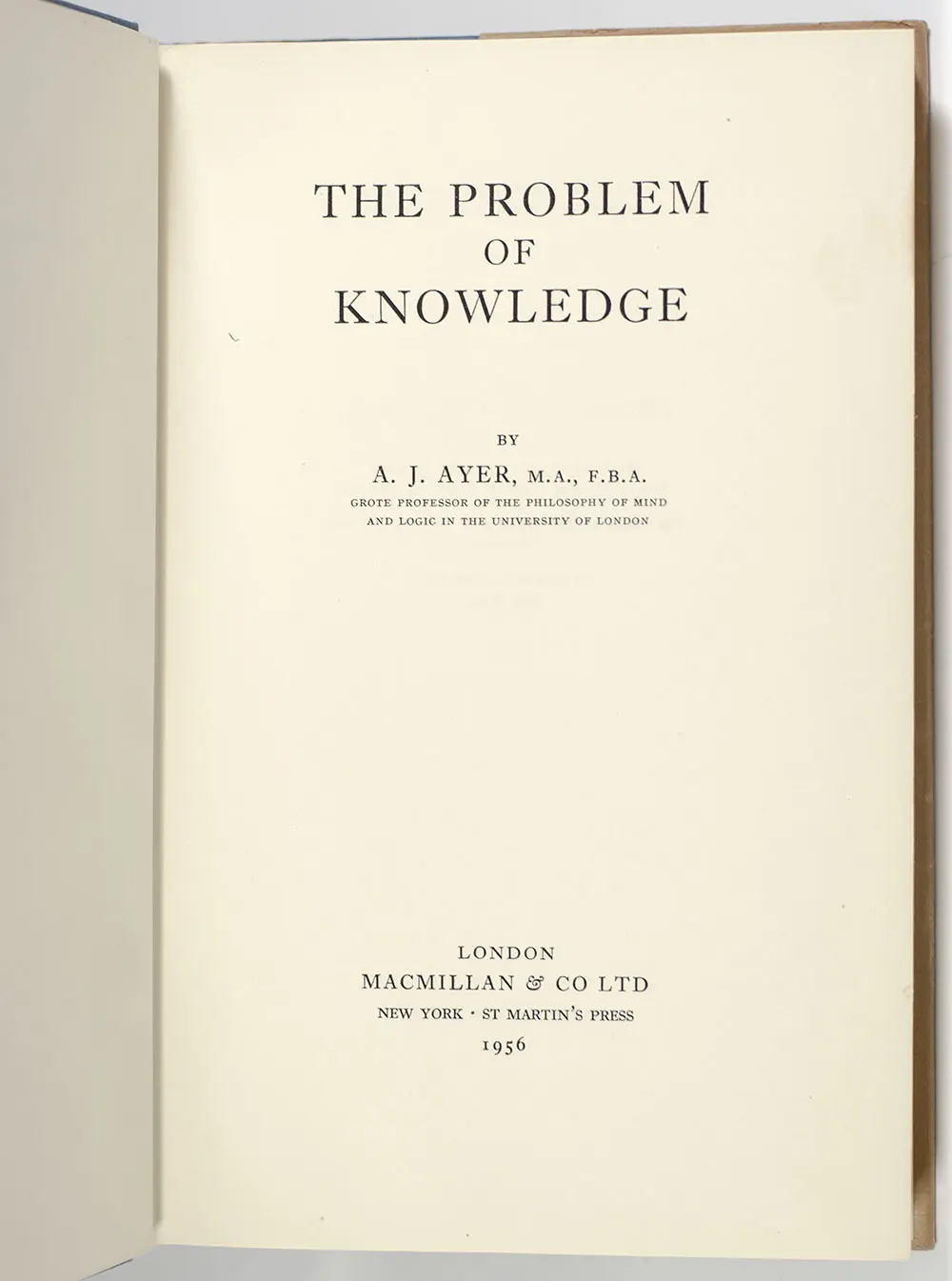 The Problem of Knowledge.