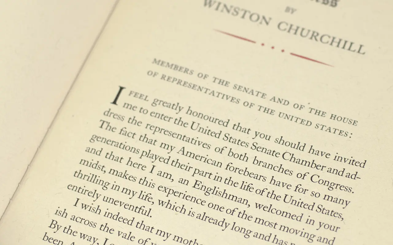 An Address by The Rt. Hon Winston S. Churchill Prime Minister of Great Britain December 26th 1941.