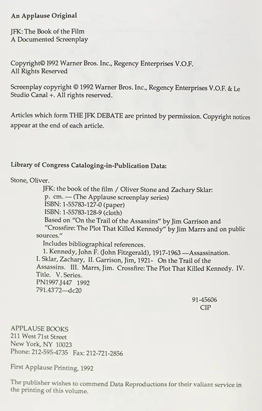 JFK: The Documented Screenplay.