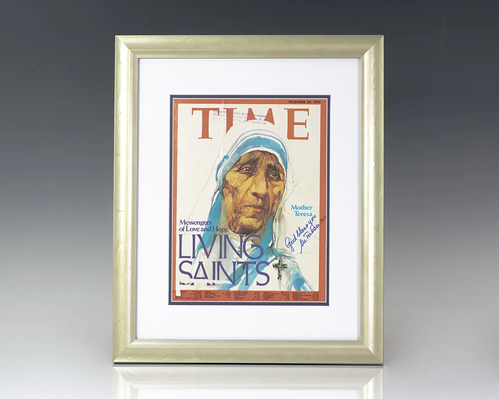 Mother Teresa Signed Time Magazine Cover.