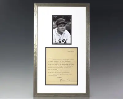 Jimmie Foxx Signed Letter.