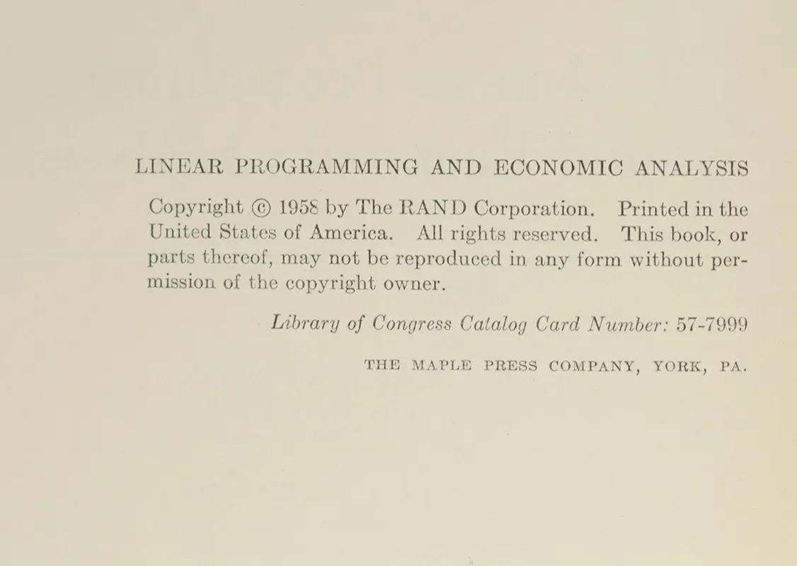 Linear Programming and Economic Analysis.