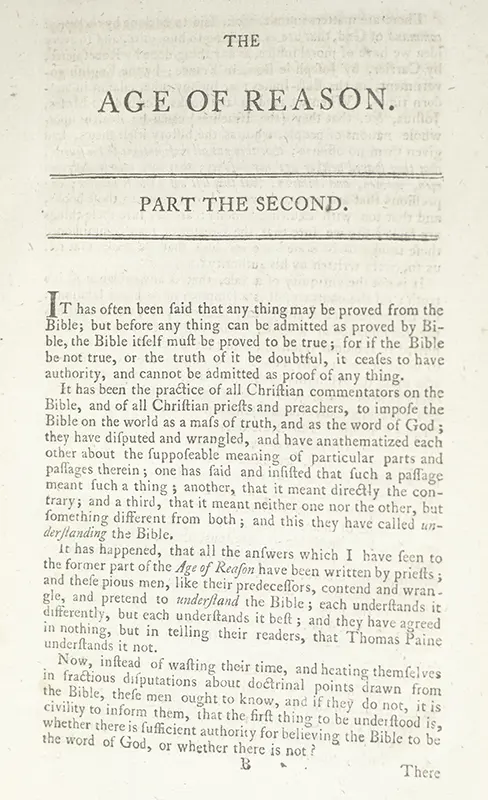The Age of Reason. Part the Second. Being an Investigation of True and Fabulous Theology.