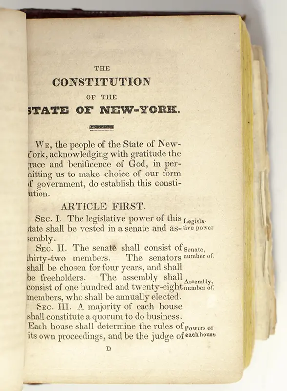 The Constitutions of the United States and State of New-York and Articles of Confederation; Together with the Rules and Orders, Standing Committees, List of Members of the Senate and Assembly for 1831, List of Counties, &c. &c. &c.