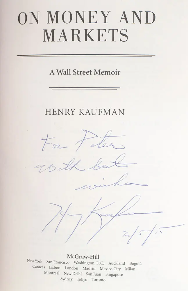 On Money and Markets: A Wall Street Memoir.
