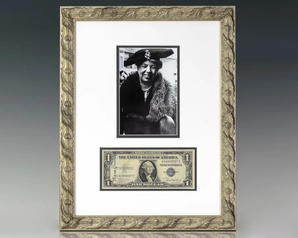 Eleanor Roosevelt Signed Dollar Bill.