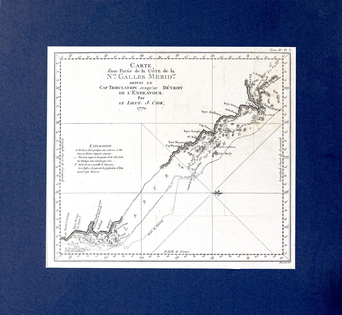 Carte d'une Partie de la Côte de la Nle. Galles Meridle...from: Relation des voyages entrepris par ordre de sa majesté britannique, et successivement exécutés par le Commodore Byron, le Capitaine Carteret, le Capitaine Wallis & le Capitaine Cook, dans les vaisseaux le Dauphin, le Swallow & l'Endeavour.