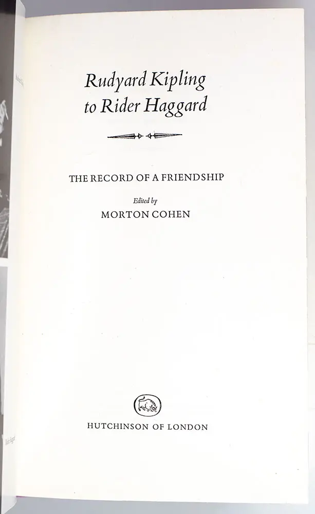 Rudyard Kipling to Rider Haggard: The Record of a Friendship.
