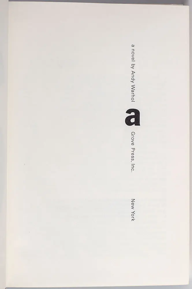 a: A novel by Andy Warhol.
