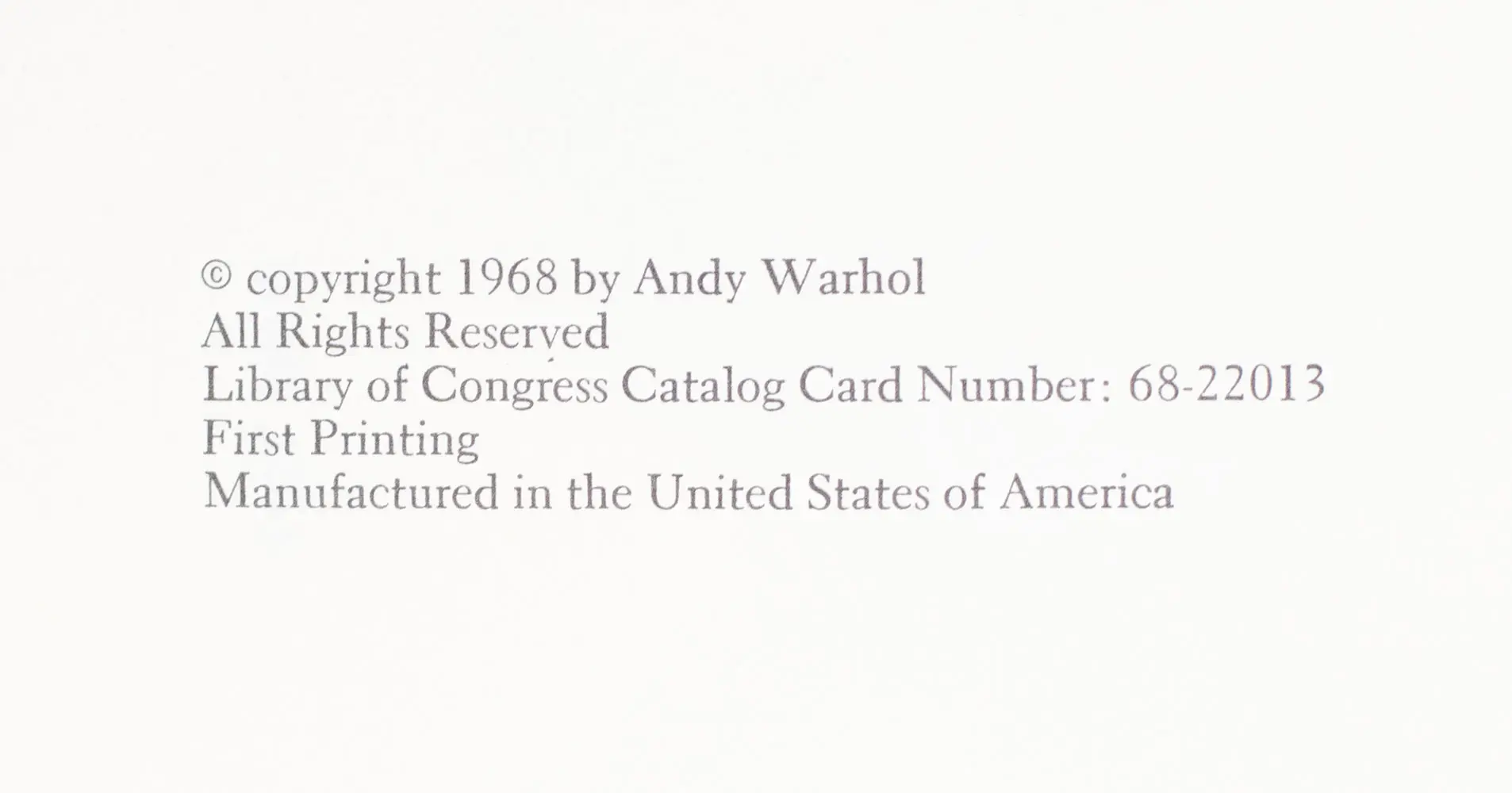 a: A novel by Andy Warhol.
